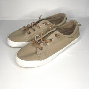 Tommy Bahama Women’s Tan Canvas No Tie Slip-on Boat Sneakers Shoes - Size 8